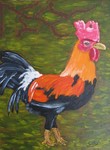 Gockel, Acrylbild der Künstlerin Silvia Bartsch