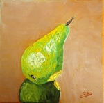 Birne, Obst, gespachtelt, Öl, Silvia Bartsch