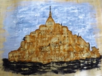 Le Mont Saint Michel, Acryl, Tusche, Silvia Bartsch